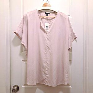 Eileen Fisher Pink Round Split Neck Shirt Size XL